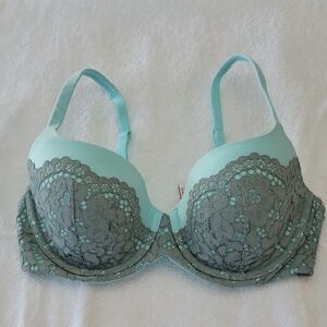 VS Body By Victoria Lined Underwire Perfect Coverage Bra In Mint Green 34D NWOT